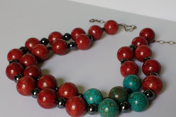 Coral or Turquoise Semiprecious hotsell Beaded Necklace